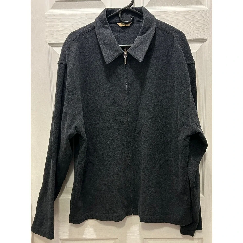 Joseph Abboud Mens XL Full Zip Jacket Charcoal Gray Rayon Blend‎ Lightweight